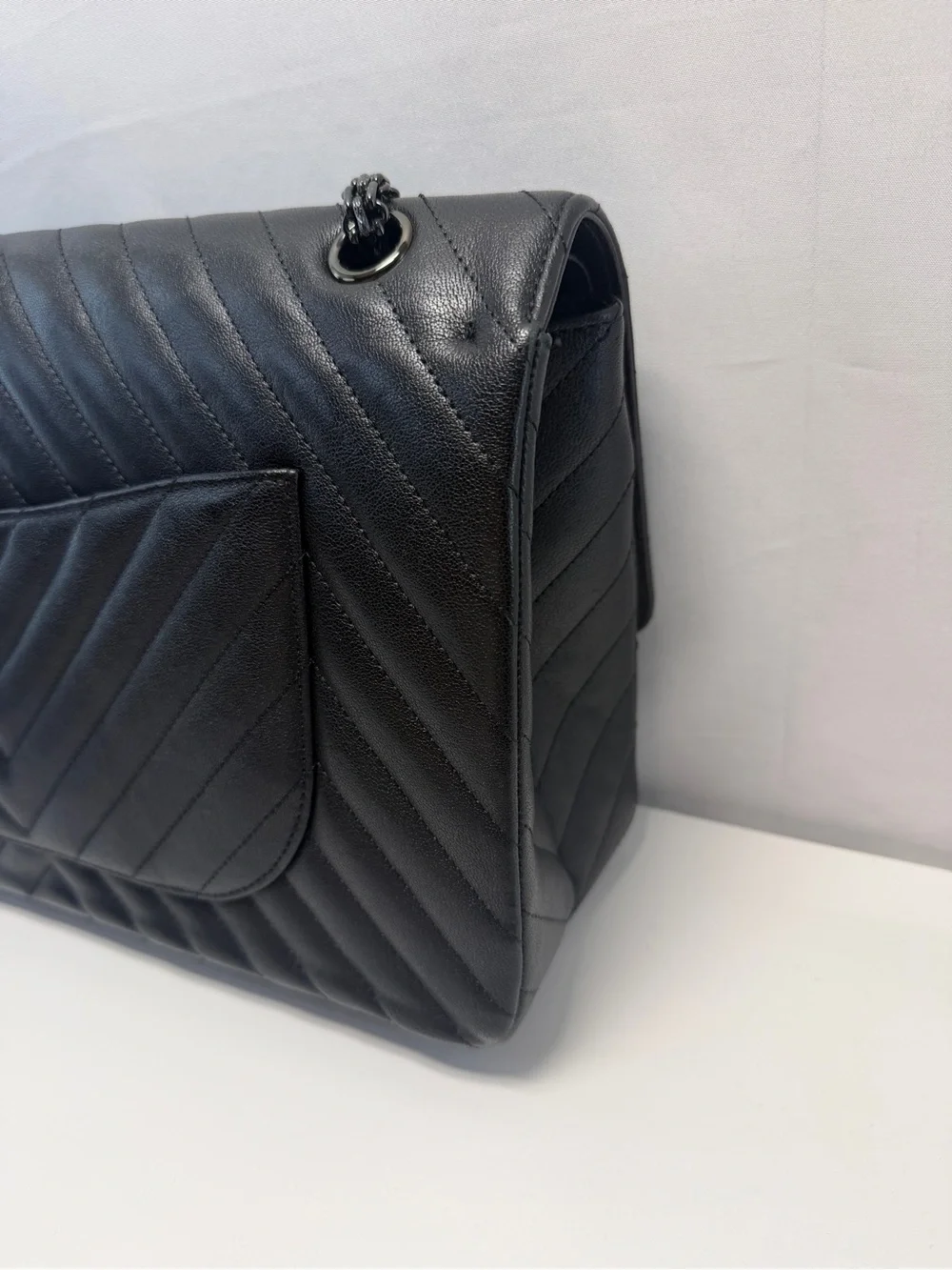 Chanel So Black Reissue 2.55 Flap Bag Chevron Aged Calfskin 227